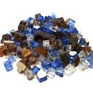 Tropic Blue  Amber  Clear 1 2  Premium Reflective Fire Glass Fireplace Fire Pit