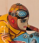 Almost Imposible To Find  A Woman Motorcycle Racer  Tin Friction Motorcycle Toy