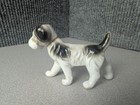 Vintage Ceramic Terrier Dog Figurine Black   White Puppy Made In Japan   