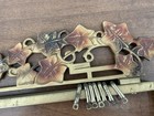Antique Art Nouveau Curtain Holdbacks Swing Arm Pair Brass Bronze Leaf Design