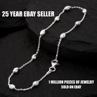 Real 925 Sterling Silver Oval Moon Bead Anklet Ankle-child Bracelet   Necklace