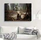 Jesus Running After Lost Lamb Picture Wall Art Canvas Print Christian Home Decor