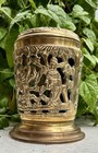 Antique Asian Brass Immortals Incense Burner Candle Holder 