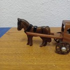 Wooden Horse Pulling Wagon Trinket Decoration Carved Wood Small Vintage Western