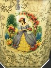 Vintage Made In England Tin Hinged Lid English Woman And Garden