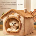 Dog House Kennel Pet Dog Cat Bed For Cats Dogs Winter Warm Plush Bed Nest Large