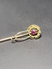 Antique Victorian 10k Yellow Gold Hat Pin With Ruby