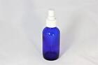 4 Pack New 4 Oz  Cobalt Blue Boston Round Glass Spray Bottle White Mist Sprayer