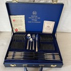 New Vtg Solingen Bestecke W  Germany 18 10 Flatware Set W case 58pcs Gold Chrome