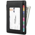 Travelambo Front Pocket Minimalist Leather Slim Wallet One Size  Black Delux