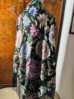 Rare Blossoms Piano Shawl Spanish Manton Silk On Net Folk Art