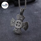 Trinity Celtic Cross Necklace - Stainless Steel Triquetra Knot Irish Pendant - J