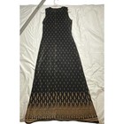 Vintage Women s 8 Maxi Dress Black Gold Jbs Ltd 55  Long Slinky Flowy Drapey Euc