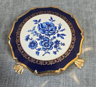 Vintage Stratton 3 Foot Gold Tone 9cm Floral Cosmetic Trinket Jewelry Box
