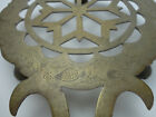 Chinese Animal Feet Engraved Snowflake Flower Trivet Antique Brass