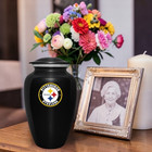 10 5   Black Pittsburgh Steeler Football Theme Cremation Funeral Ashes Urn W bag