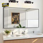 30x55in Black Bathroom Mirror Rectangle Large Wall Vanity Aluminum Frame