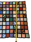 Vtg Granny Square Afghan Crochet Blanket Throw Multi-color 57x43 Inches Handmade
