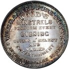  1857  Silver New York City Ny 964f Wood s Ticket Merchant Token Minstrels