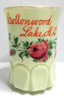 Antique Jefferson Custard Glass Souvenir Tumbler Cottonwood Lake Nd Floral 4  T