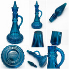 Vintage Peacock Blue Glass Liquor Bottle Decanter W  Stopper 12 75  Mcm