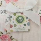 New 3 Cotton Muslin Burp Cloths Floral Solid Pink Polka Dots Print   Little Me