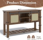 Buffet Cabinet  Coffee Bar Storage Cabinet With Rattan Sliding Barn Door shelves