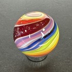 Contemporary Handmade Art Glass Marble 1 10  Rainbow Red Dichro Swirl Clear Core