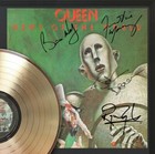 Queen Framed Black Wood Reproduction Signature Gold Lp Display 