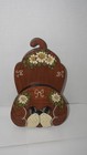 Hand Painted Wood Art Puppy With Flowers Dog Sign Wall Plaque Signed