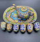 Vintage Miniature Chinese Cloisonne Enamel Set - Handcrafted Floral Design Japan