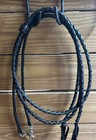 New Western Round Braided Soft Leather Split Reins W Scissor Clip On Both Ends