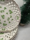 Grace   s Teaware 7 5  Shamrock  Porcelain Salad Plates Pierced Edge Set Of 4 New