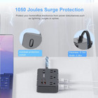 Flat Plug Power Strip With 6 Outlet Long Extension Cord Usb Port Surge Protector