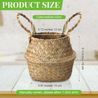 4 Pcs Woven Seagrass Baskets Belly Basket Folding Boho Natural Plant Pot With Ha