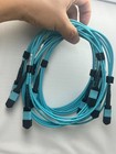Lot Of 5    12f Mpo Om3 Mpo Fiber Optic Cables  Type B 1 5m Aqua  Female To Female