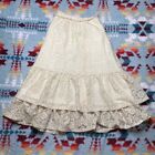 Vintage 70s Vincenti Crochet Ivory Midi Floral Skirt S Small