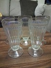 5 Vintage Soda Fountain Milk Shake Glasses  Ribbed  1950 s 7  Tall