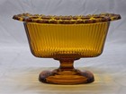 Indiana Glass Lace Edge Amber Footed Square Candy Dish Open Bowl