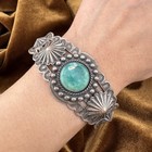 Vintage Southwestern Sterling Silver Turquoise Cuff Bracelet 7 5  33 3g
