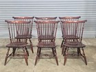 Set Of 6 Nichols   Stone  stickley  Cherry Fan Back Windsor Chairs