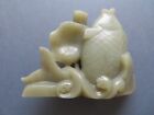 Large Vintage Chinese Celadon Green Jade Fish  Lotus   Waves Carving