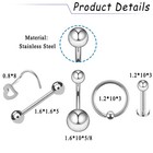 14 Pcs Body Piercing Tools Kit Surgical Steel Lip Nose Tongue Belly Button Rings