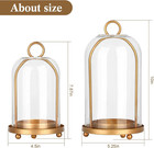 Vintage Brass Metal Candle Lantern With Thick Glass Dome Set Of 2