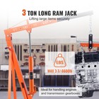 3 Ton Hydraulic Long Ram Jack W  Clevis Base For Engine Hoist Cherry Picker