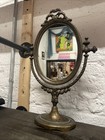 Vtg Italian Ornate Brass Tilting Table  Vanity Mirror 17    Tall Victorian Style