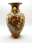 Antique Japanese Satsuma Vase Chozan Meiji Period Hand-painted Dragon   Immortal