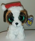 Ty Beanie Boos - Presents The Dog With Santa Hat 6  New Mwmts Plush Stuffed Toy