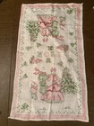Vintage Linen Tea Towel Christmas Carolers Holly Noel Euc Beautiful