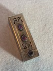 Antique 800 Silver Hand Engraved Lipstick Holder  Mirror Case Holder W amethyst